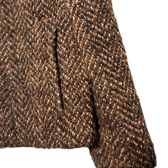 Valerie Stevens Petite Womens Wool Herringbone Blazer Jacket Brown Gold Size 8P - Picture 5 of 10